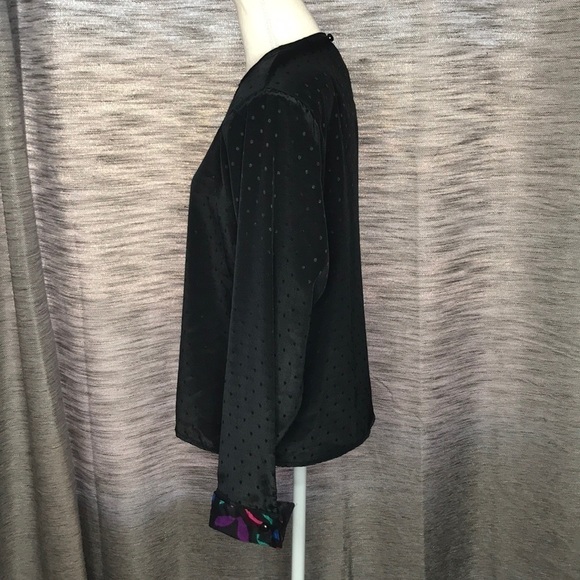 PETERS & ASHLEY VINTAGE BLACK POLKA DOT PULLOVER BLOUSE size 10 - Picture 3 of 11